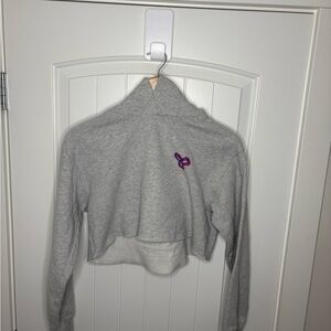 Tna Gray Cropped Hoodie with Purple Logo